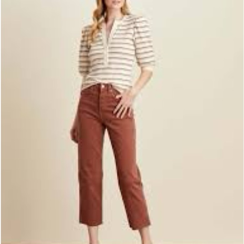 NWT Veronica Beard Amity Top parchment / cognac